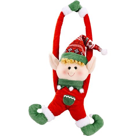 MINKUROW Weihnachts-Vorhangschnalle, Weihnachts-Fensterdekoration, Elfen-Vorhang-Raffhalter, Weihnachts-Fensterdekoration (rot) (1/5)