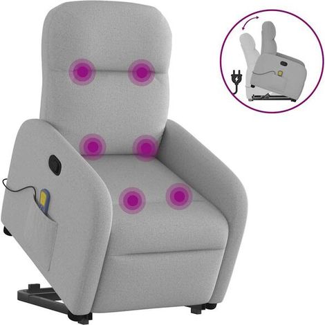 Chaise longue de massage ergonomique en tissu gris clair – Réglable, avec fonction chauffage et vibration – Idéale pour détente à domicile (1/5)