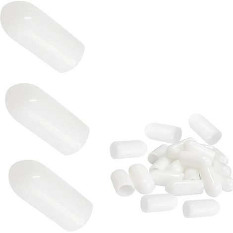 20 Pièces Rond Couvercle de Capuchon de Boulon, Vis Filetage Protecteur, Capuchons de Protection en Vinyle, Blanc Tube Caps, 3.2 mm ID pour Extérieur Vis Filetage (1/5)