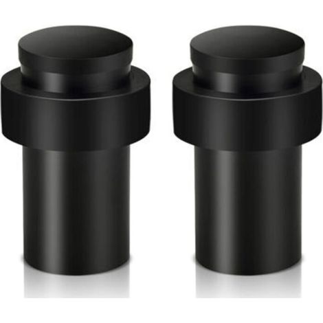 Lot de 2 butées de porte robustes en acier inoxydable pour plinthes, butées de porte modernes en caoutchouc noir avec amortisseur sonore