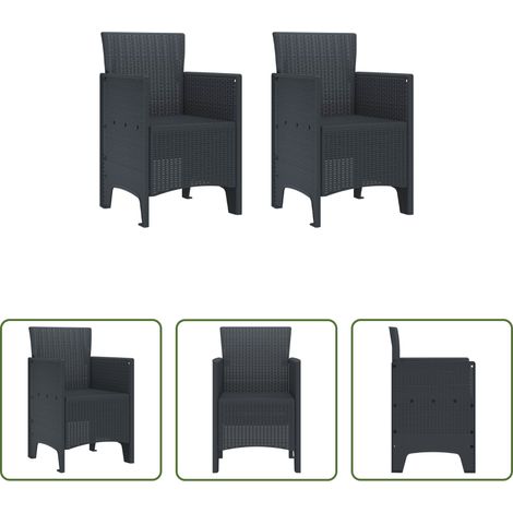 Chaise de terrasse - Chaise de jardin 2 pcs Anthracite 53 x 49 x 85 cm Polypropylène (1/5)
