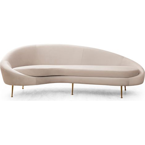 Canapé 3 places tissu beige arrondi coté gauche Tazany 255cm (1/5)