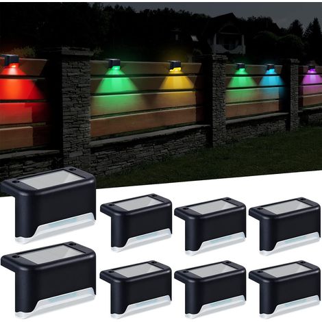 Lot de 8 lampes solaires pour clôture, à énergie solaire et à changement de couleur, étanches pour une utilisation extérieure (noir)-AquaForge (1/5)