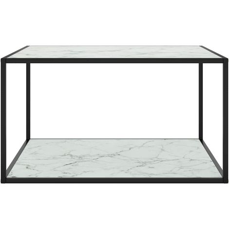 Maison Exclusive - Couchtisch Schwarz mit Weißem Glas Marmor-Opti (1/5)