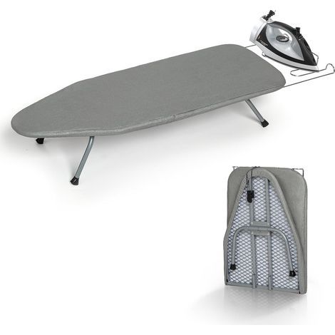 Table à repasser pliante en métal – Housse en coton résistante à la chaleur – Support en fer – Dimensions compactes pour petits espaces (1/5)