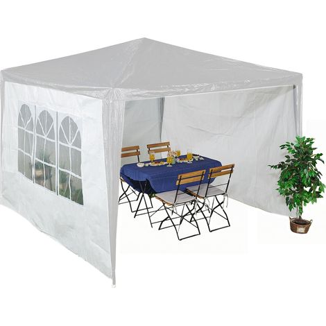 Paroi latérale pour tonnelle, Lot de 3, imperméable, Fermetures autoagrippantes, avec fenêtre, 2x3 m, Blanc (1/5)
