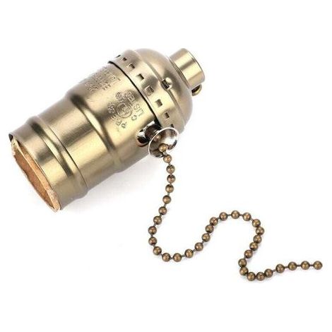 Portalámparas, portalámparas vintage E27 con cadena, 1 pieza, base de rosca mediana de aluminio para lámpara de pie y lámpara de mesa, iluminación DIY (bronce) (1/4)