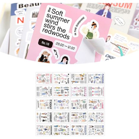 20 feuilles d'autocollants décoratifs romantiques et mignons à faire soi-même pour album photo/scrapbooking (Type 1) (1/5)