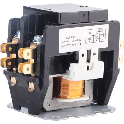 Contacteur de climatiseur 32 A, contacts en alliage d'argent, relais de contacteur CA bipolaire pour distribution d'énergie 240 V (1/5)