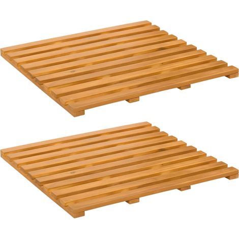 Alfombrilla de baño Liso Marrón 50 x 48 x 2,5 cm Madera vidaXL
