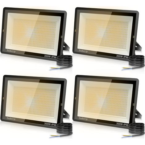 4PCS 300W Projecteur LED Extérieur, Spot LED Exterieur 30000LM Super Lumineux 3500K Blanche Chaude Éclairage de Sécurité Extérieur IP66 Imperméable pour Garage Jardin Terrasse Parking (1/5)