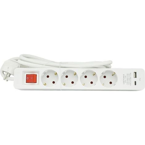 WURKO base multiple 4t con usb+a+c 3680w blanco , Base Múltiple Blanca 4 Tomas Schuko + Puertos USB A y C 3680W con Interruptor Wurko.
- Solución moderna y eficiente para conectar (1/3)