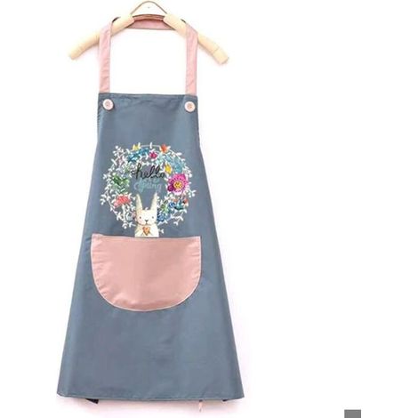 Tablier de cuisine imperméable-bleu, tablier de barbecue réglable avec poche, tablier de lapin mignon (1/3)