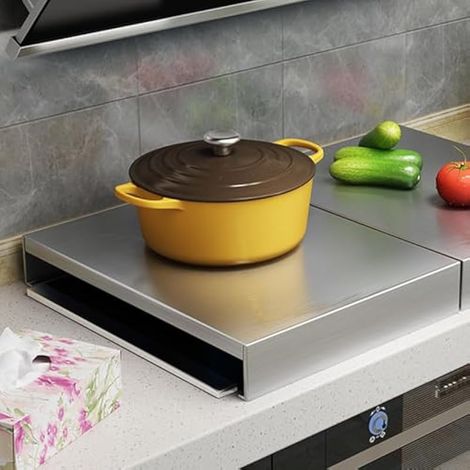Couvercle ¨rieur de Po¨ºle ¨¤ Gaz en Acier Inoxydable pour Po¨ºle ¨lectrique, Espace de Comptoir pl¨mentaire pour la Cuisine, Acier Inoxydable, 1 Pack (9cm / 3,5 Pouces) (1/3)