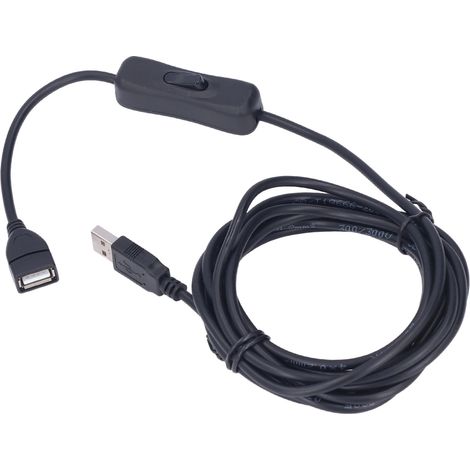 Câble rallonge USB avec interrupteur 2.0, cordon prolongateur pour lampe bureau USB, données et alimentation, 3m, PVC cuivre (1/5)