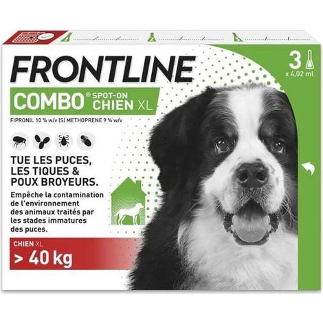 FRONTLINE 3 Pipettes antiparasitaires COMBO Chien  40 kg - Puces, tiques, poux broyeurs