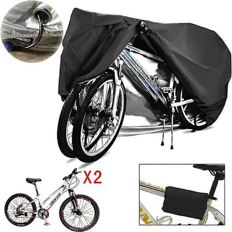Housse pour 2 vélos, housse de rangement extérieure imperméable et respirante en tissu 210D avec trou pour cadenas, pour VTT et vélos de route