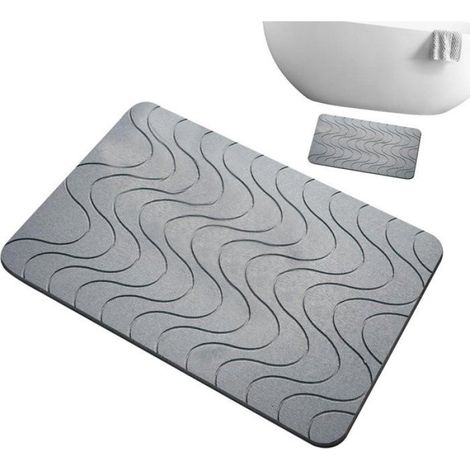 Tapis De Bain - Pierre De Diatomite - Antidérapant - Séchage Rapide - Motif Géométrique - 40 x 60 cm (1/4)