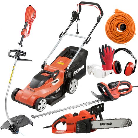 PACK - DOLMAR Tondeuse 41cm EM410 + Coupe-Herbe ET101C + Taille-Haie 55cm HT5510 + Tronçonneuse 35cm ES39TLC + Rallonge 40m +EPI