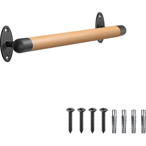 Main courante en bois de 40,6 cm pour escalier d'intérieur - Barquettes en métal robuste - Barre d'appui sans barrière pour personnes âgées - Rond de 3,3 (1/5)
