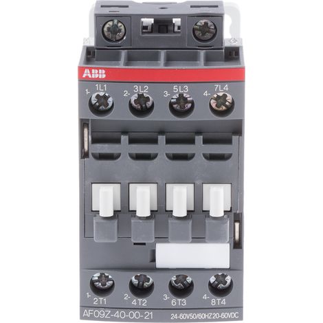 Contacteur ABB série AF09, 4 pôles , 4 N/O, 7 A, 24 V (c.a./c.c.), 4 kW ( Prix pour 1 ) (1/2)