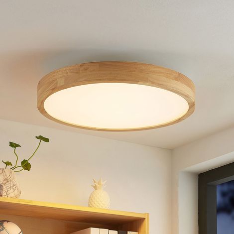 [GEBRAUCHT] B-Ware Lindby Deckenlampe Lanira LED Leuchte dimmbar CCT Holz Ø 50 cm weiß 10 cm Lampe (1/2)