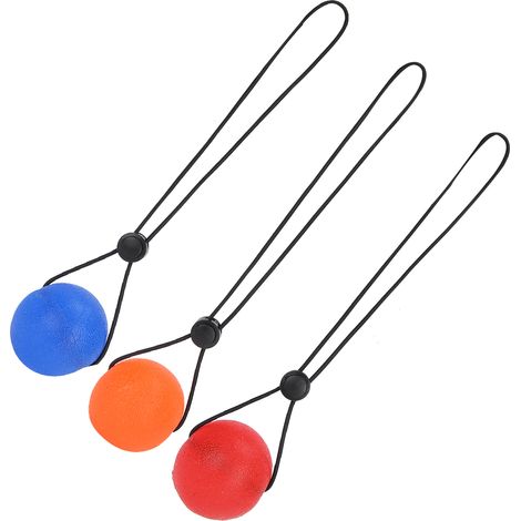 Lot de 3 balles de massage silicone grip pour exercice main et poignet, rééducation personnes âgées, entraînement force, ballon kiné (Orange 20°, Rouge 25°, Bleu 30°) (1/5)