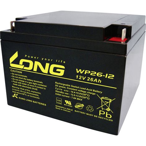 Long WP26-12 Bleiakku 12 V 26 Ah schwarz