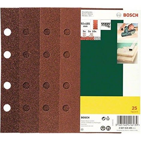 Abrasifs 93x185 assortis par 25 2607019495 - ponceuse