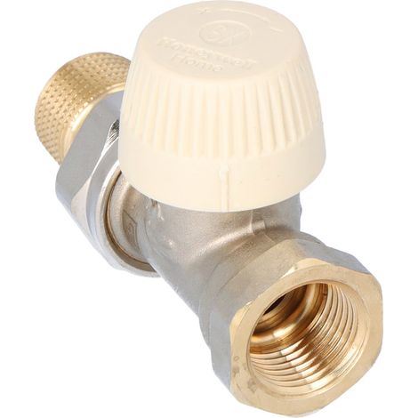 Valvola termostatica, diritta, inserto SX, con preregolazione, 1/2 pollice, filettatura interna, con attacco per radiatore con guarnizione metallo su metallo (1/3)