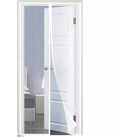 Moustiquaire magnétique pour porte 210x100cm blanche - Rideau anti-insectes à aimants, filet de porte blanc, moustiquaire auto-fermante, dimensions 210x100 cm, protection contre les moustiques, idéale (1/5)
