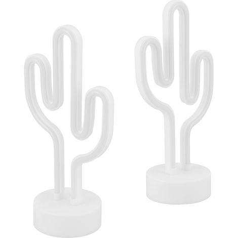 Enseigne lumineuse néon LED en forme de cactus, décoration pour chambre d'enfant, alimentation USB/piles