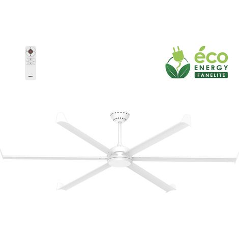 Fanelite - Ventilateur de plafond 236 cm blanc NEVIS - Moteur DC - Télécommande - 6 pales aluminium - silencieux