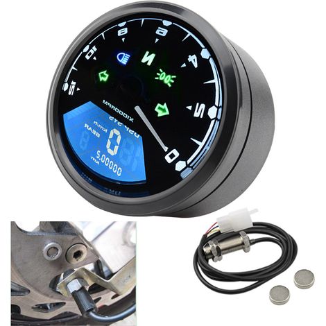 Compteur kilométrique, compte-tours, compteur de vitesse et jauge à carburant LCD pour moto avec fil de capteur