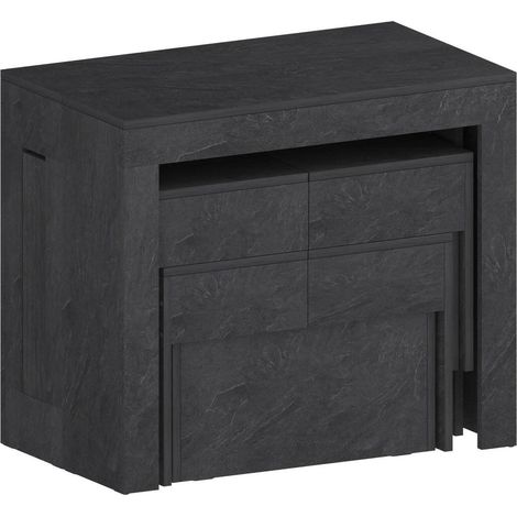 Dmora - Set tavolo e sedie Auditore, Composizione multiuso, Set con consolle e 2 panche allungabili, 100% Made in Italy, 66x25h45 cm, Ardesia