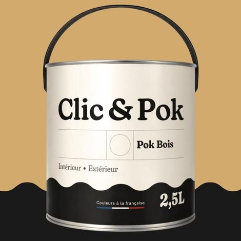 Peinture Bois Extérieur – POK BOIS - 2,5L - RAL 1002 - Jaune sable- Résistante aux intempéries - Ne s'écaille pas