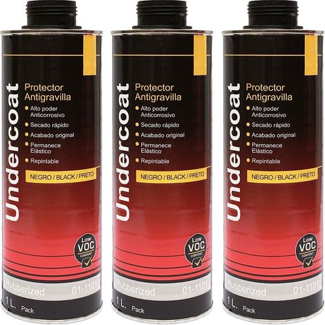 3 X ANTIGRAVILLA COLOR NEGRO 1L PROTECTOR BAJOS DE COCHES PASOS DE RUEDA
