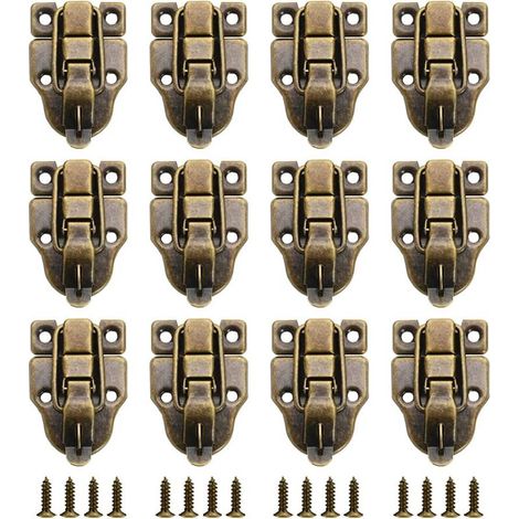 12Pcs Boîte Cadeau Style Vintage Verrous Vintage Pour Valise Mini Couleur Bronze Loquets Verrous Serrure De Verrouillage Fermoir Pour à Vos Vieilles Boîtes Bois, Boîtes à Outils(Bronze) (1/5)