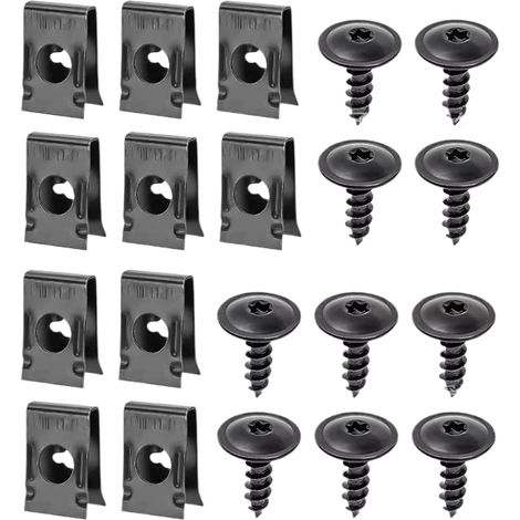 Sujetadores y tornillos en forma de U para automóviles - Juego de clips y tornillos para vehículos - Accesorios de reparación y fijación inoxidables para autocaravanas, camiones, molduras interiores y (1/5)