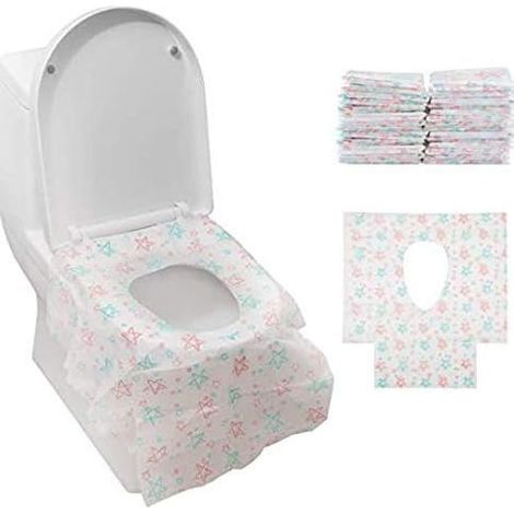 25 Pcs Protection Toilettes Jetables 60 65cm en Non Tissé Imperméable, Housses de Siège de Toilettes Portable et Antibactérien, Emballé Individuellement pour Enfants ou Toilettes Publiques (1/5)