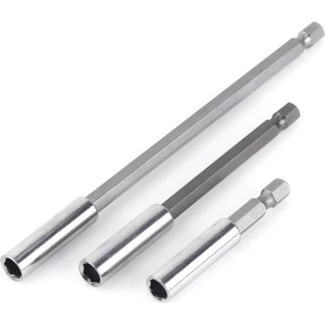 Magnetic Bit Holder Screwdriver Extension Hex Shank 60mm 100mm 150mm Screwdriver Bit Extension (3Pcs 1/4") (1/5)