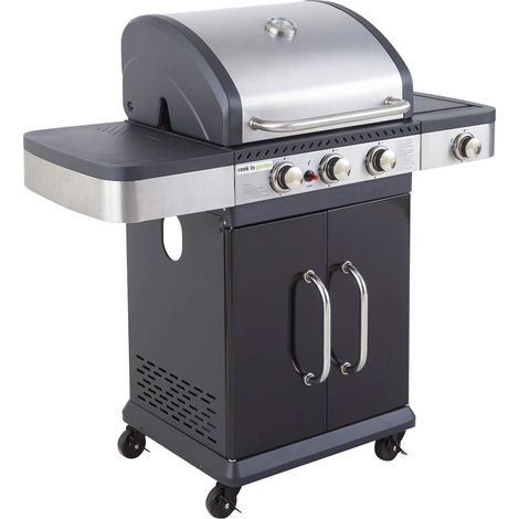 MF - Barbacoa de Gas FIDGI 3 Quemadores + Lateral - Parrilla y Plancha Hierro Fundido - Termómetro - Armario y Ruedas - 10 Comensales (1/5)