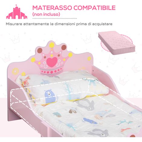Lit de sécurité enfant avec barreaux en bois, 6 pieds, 143x73x60cm, rose, pour chambre enfants 3-6 ans (1/5)