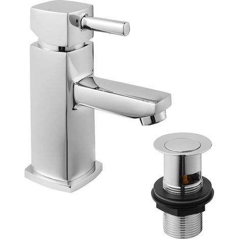 Deva Wexford Basin Mixer Tap with Press Top Waste - Chrome (1/3)