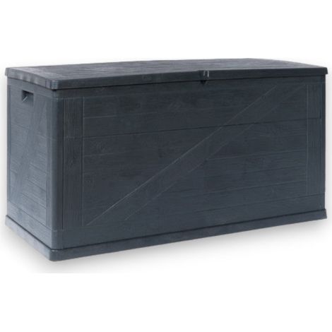 Baule in resina antracite effetto legno da esterno 120x56xh63 cm 420 lt chiudibile con lucchetto Multibox Wood (1/2)