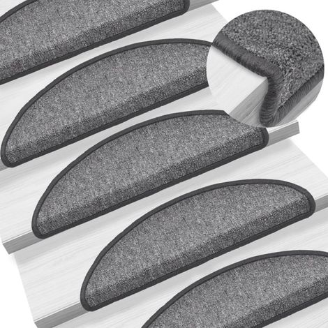 Tappetini per scale 10 pz 56x17x3 cm Grigio scuro Semicircolari vidaXL