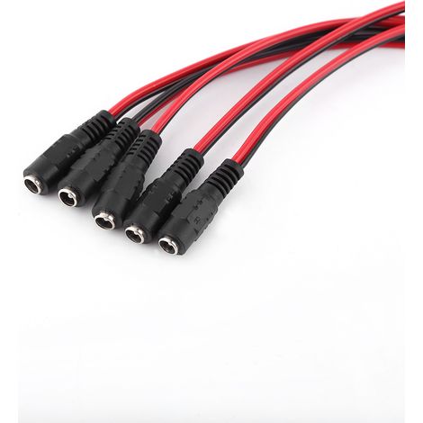 Lot de 10 câbles d'alimentation CC mâles et femelles pour caméras de sécurité CCTV 12 V, noirs et rouges (1/5)