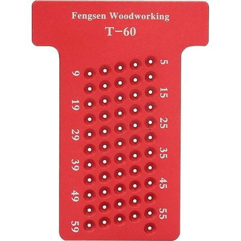 Calibrador de agujeros para madera tipo T, fabricado en aleación de aluminio. Resistente al desgaste. Ideal para carpinteros y aficionados al bricolaje. (1/5)