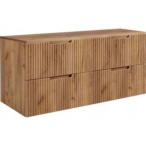 Meuble de Salle de Bain Vena - 120 cm - Chêne Craft - Fronts Rainurés - Design Moderne et Fonctionnel