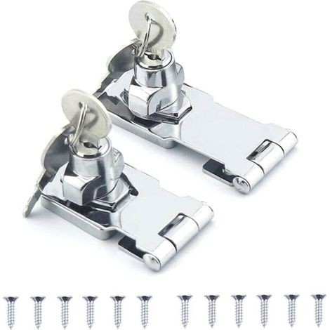 Stainless Steel Latch Bolts with Padlock and Key for Doors and Cabinets, Drawers, Gates and Locks (2.5" and 3.1")